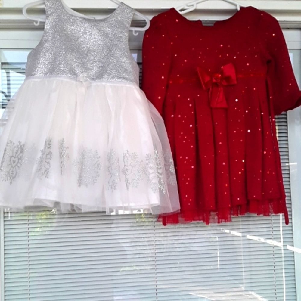 2 Great Dresses For Christmas.Younland,Red Color,size 3 T and Pink Violet.